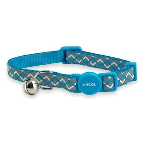 Reflective Zig-Zag Blue Cat Collar
