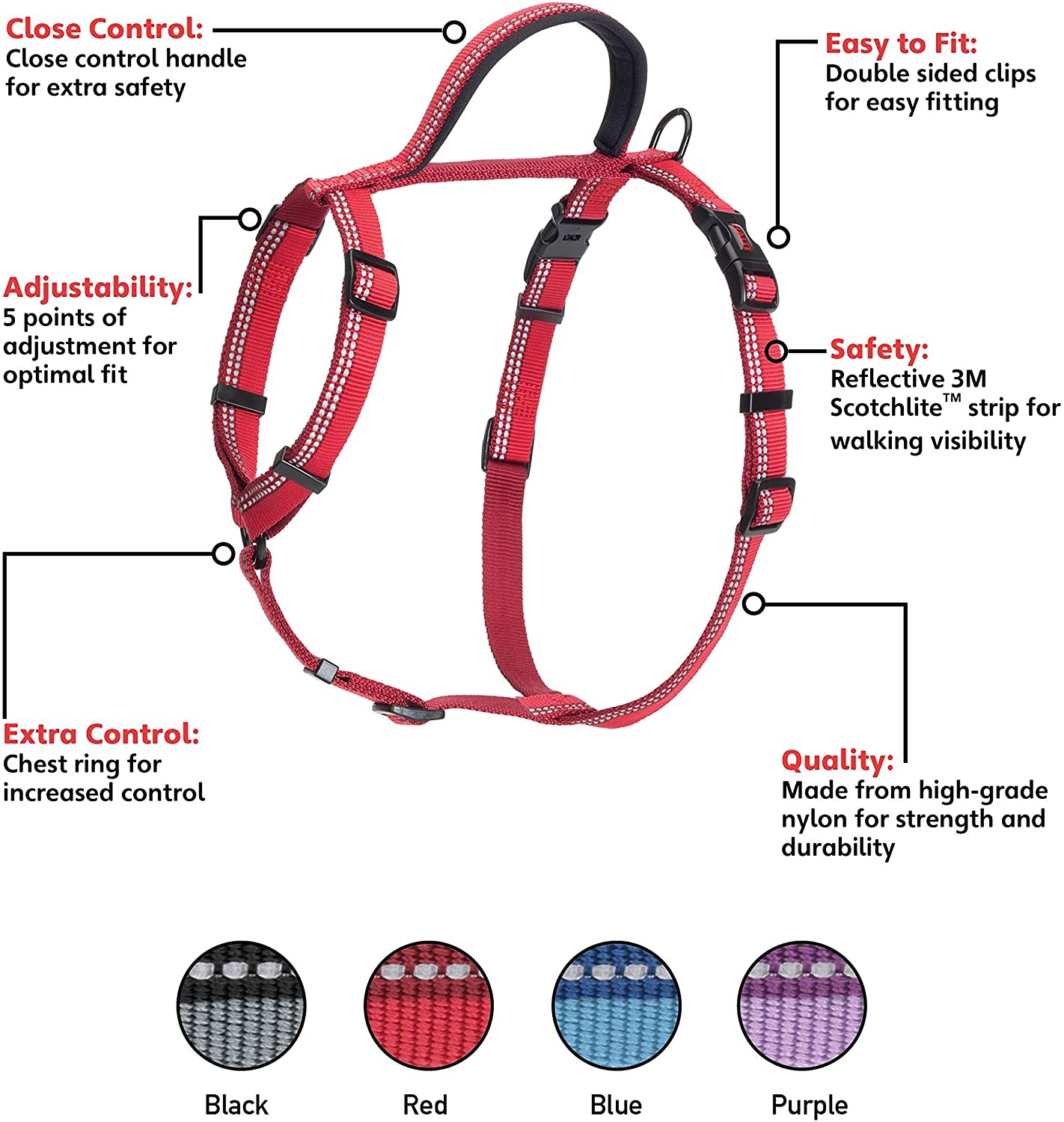 HALTI Walking Harness - Red