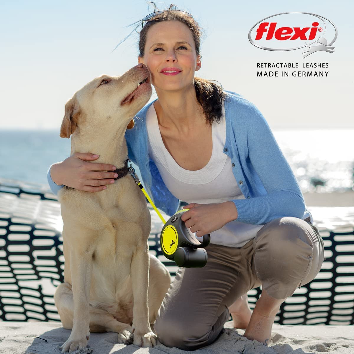 Flexi Dog Lead (Tape) - Reflective Neon Blue