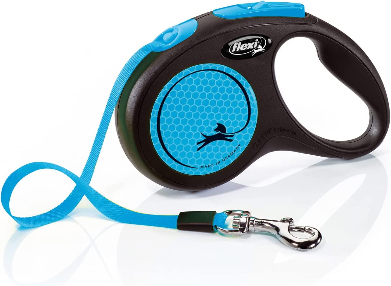 Flexi Dog Lead (Tape) - Reflective Neon Blue