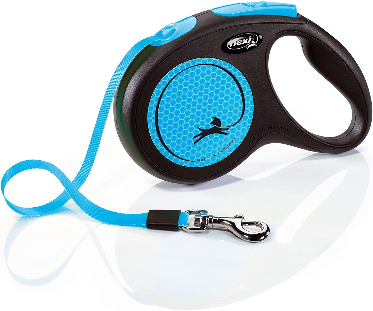 Flexi Dog Lead (Tape) - Reflective Neon Blue