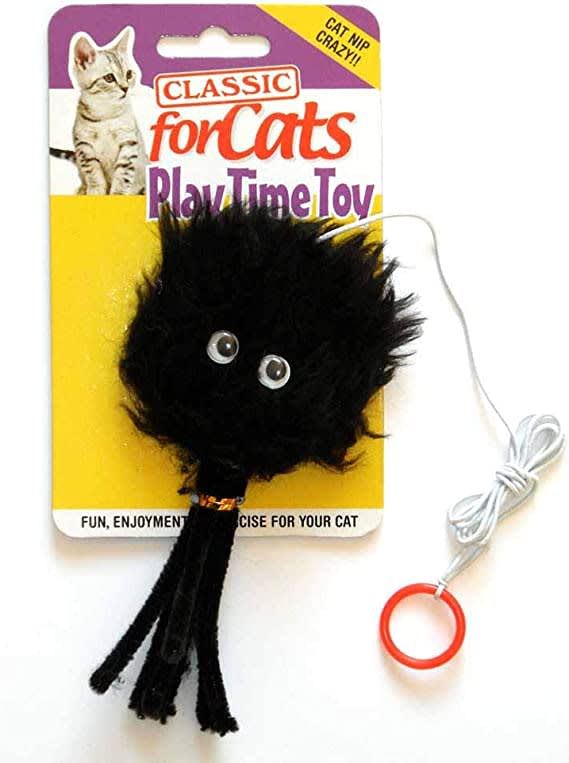 Black Furry Spider Cat Toy