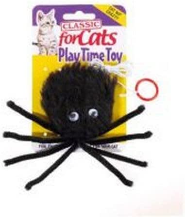 Black Furry Spider Cat Toy