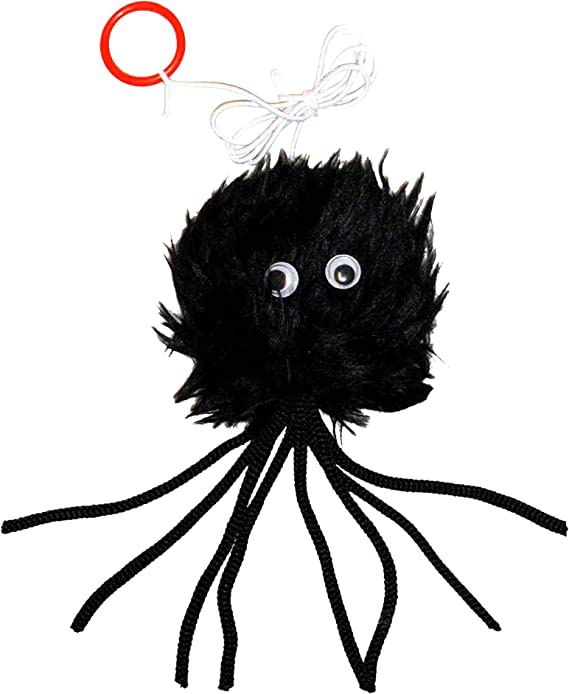 Black Furry Spider Cat Toy