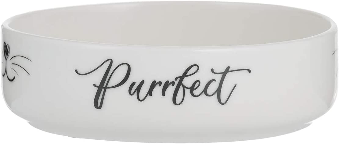 Stoneware Cat Bowl - White Purrfect