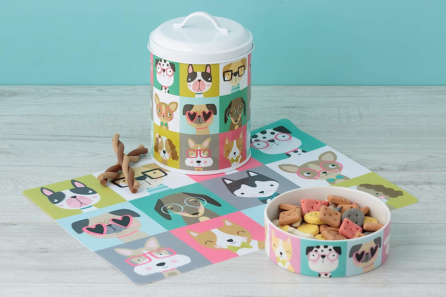 Stoneware Dog Bowl - Pawtrait Multicoloured