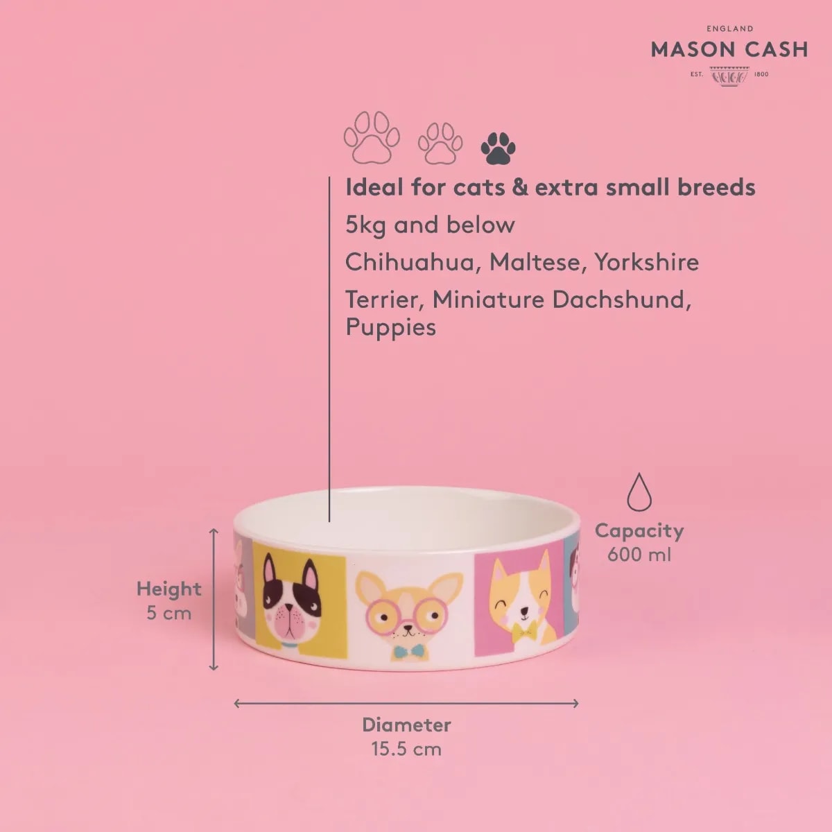 Stoneware Dog Bowl - Pawtrait Multicoloured