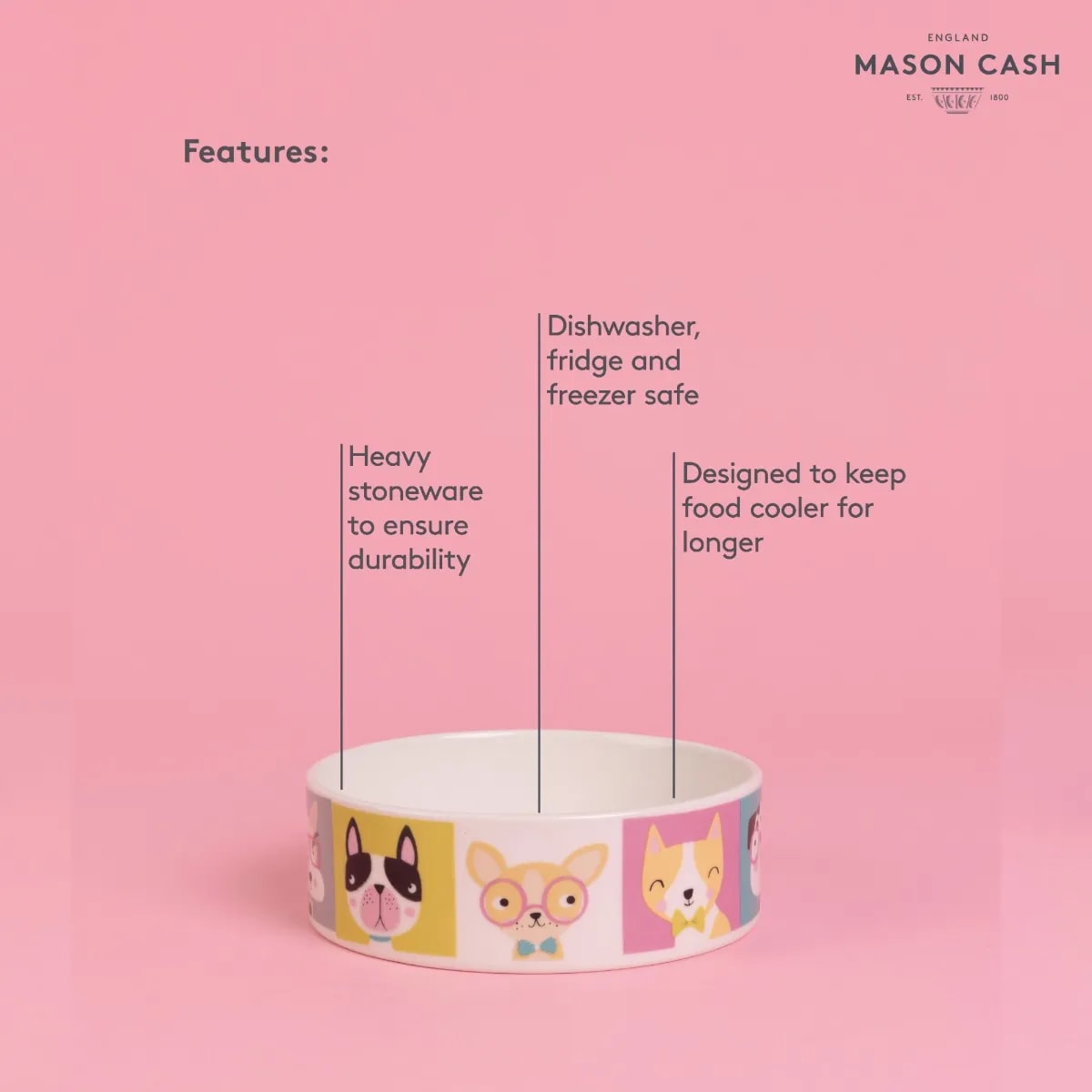 Stoneware Dog Bowl - Pawtrait Multicoloured