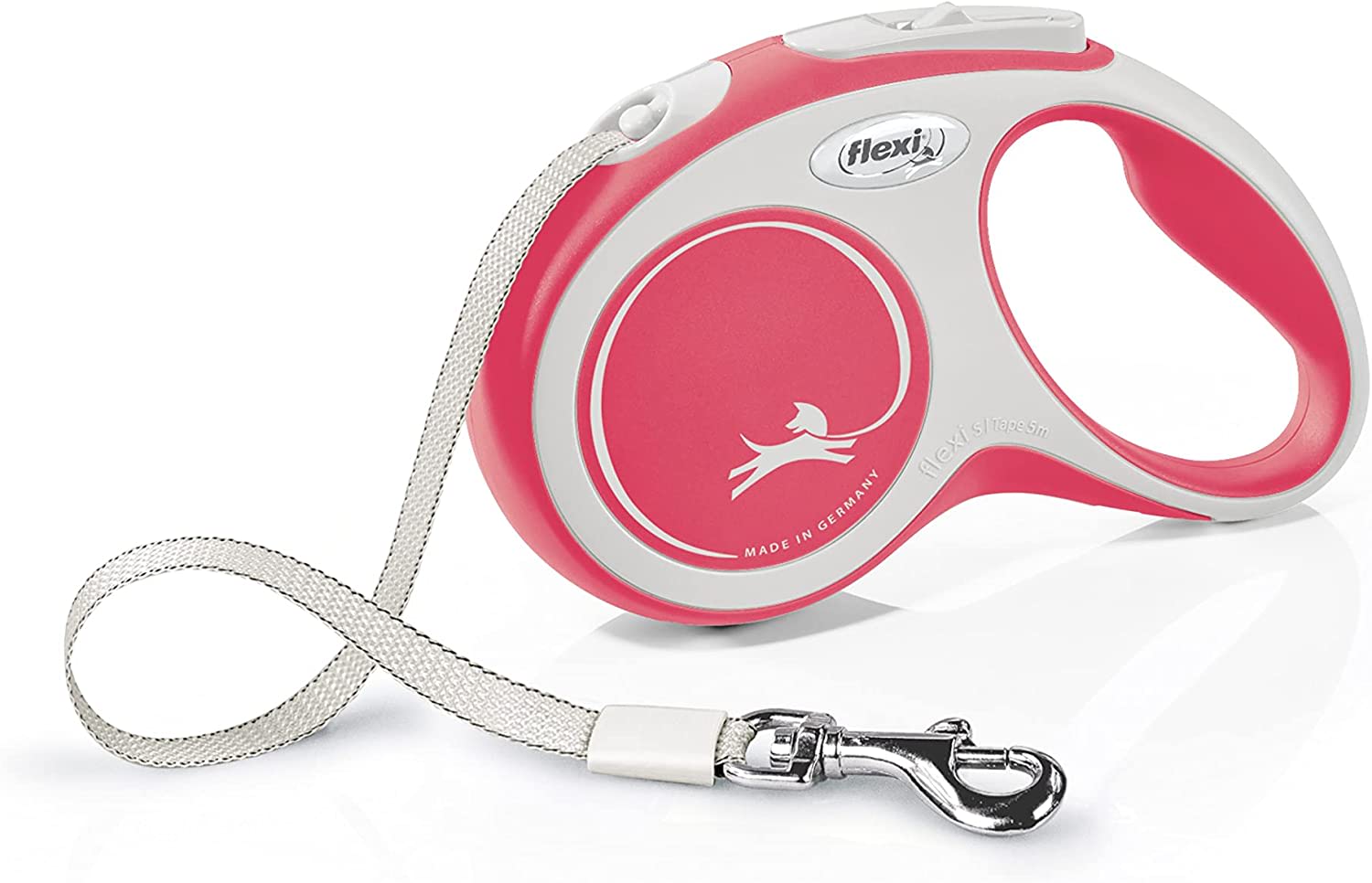 Flexi Dog Lead (Tape) - Comfort Red & White