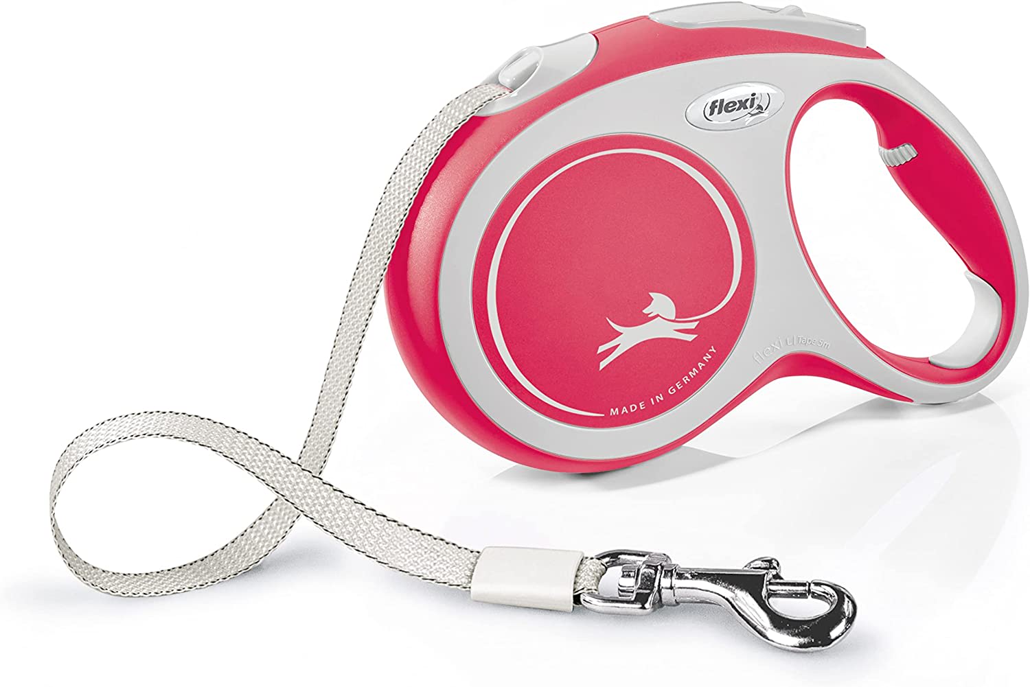Flexi Dog Lead (Tape) - Comfort Red & White