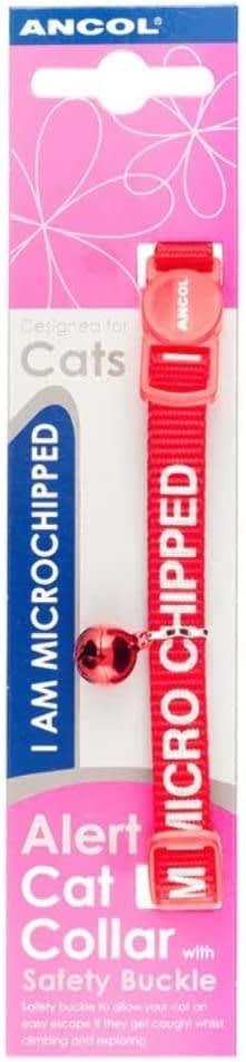 I Am Micro Chipped Red Cat Collar