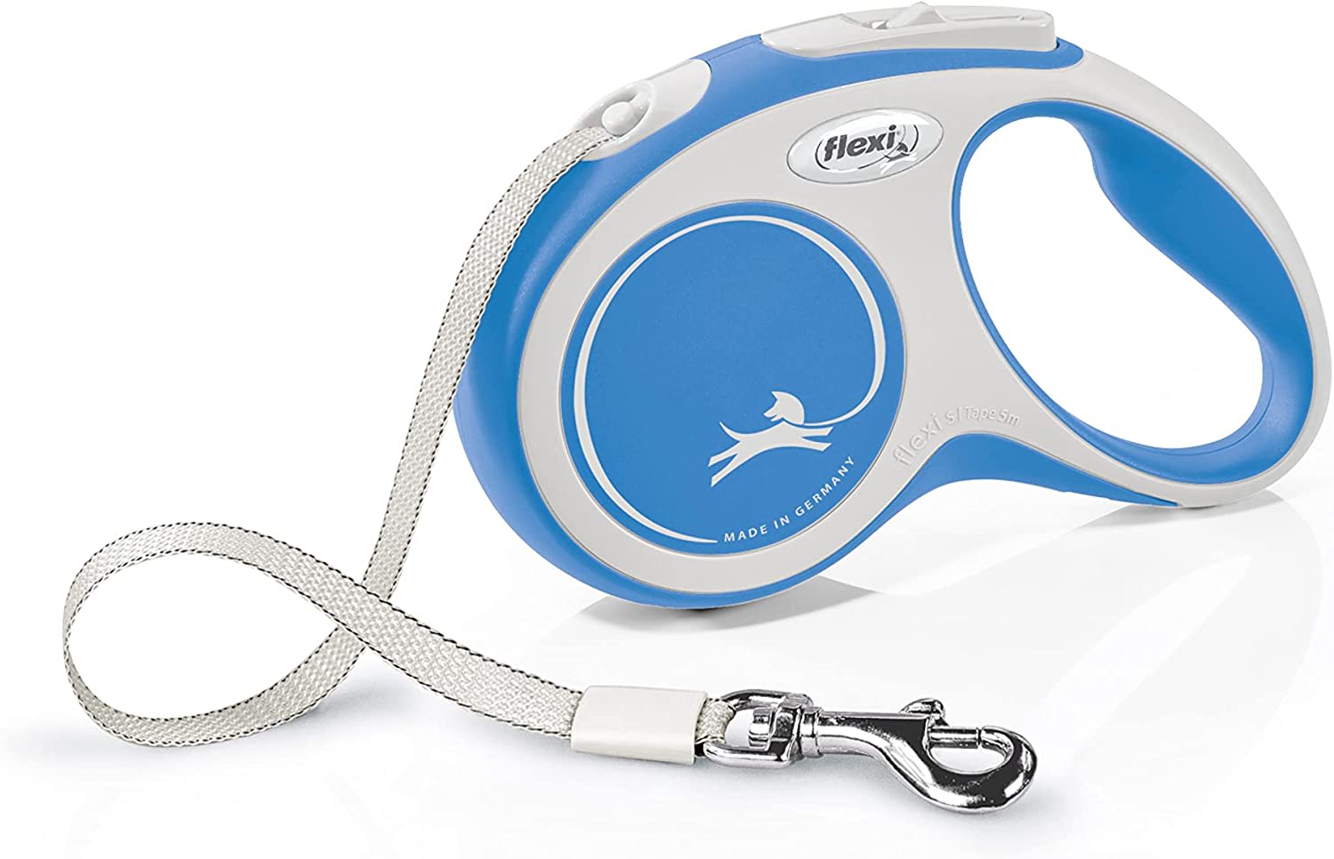 Flexi Dog Lead (Tape) - Comfort Blue & White