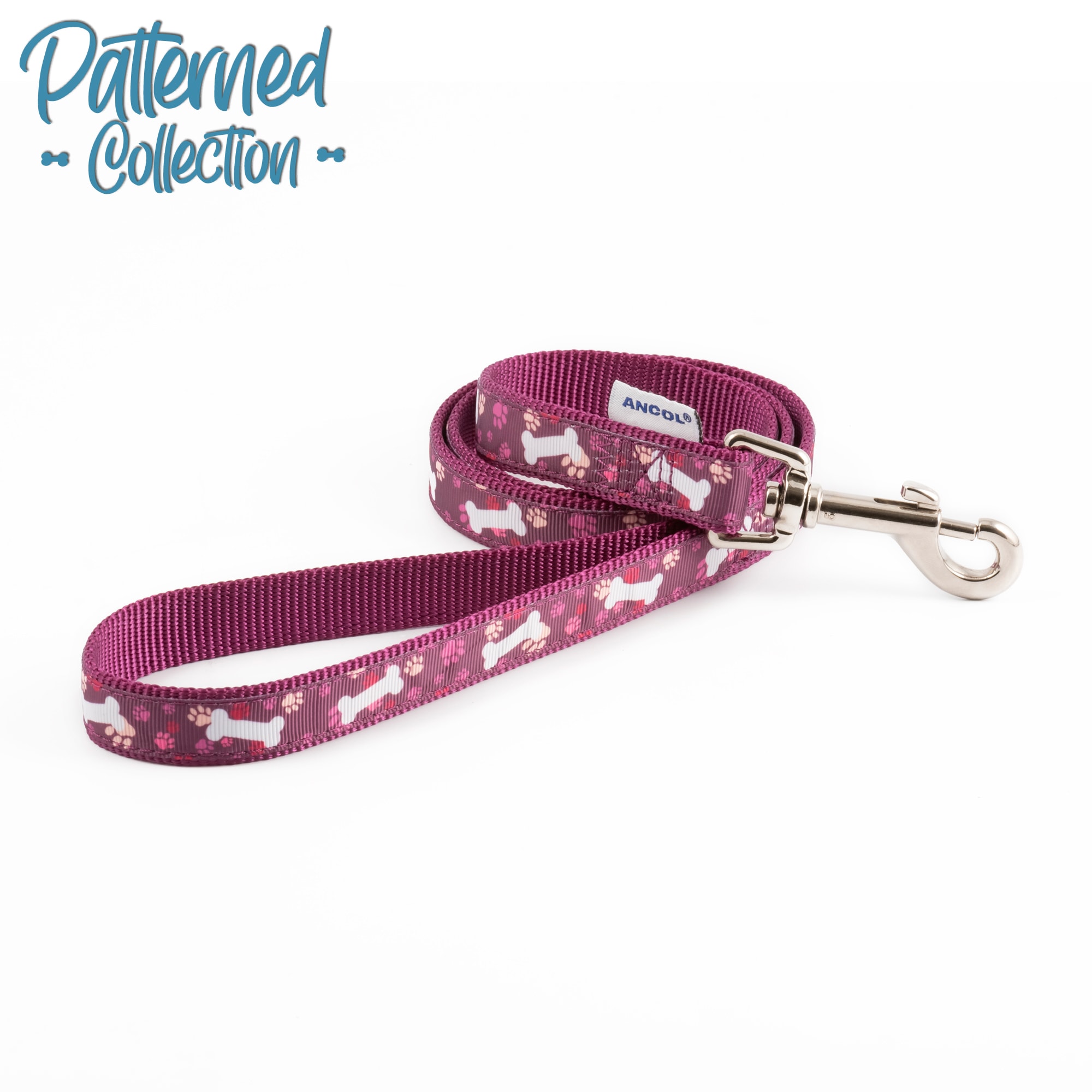 Paw And Bones Dog Lead - Purple