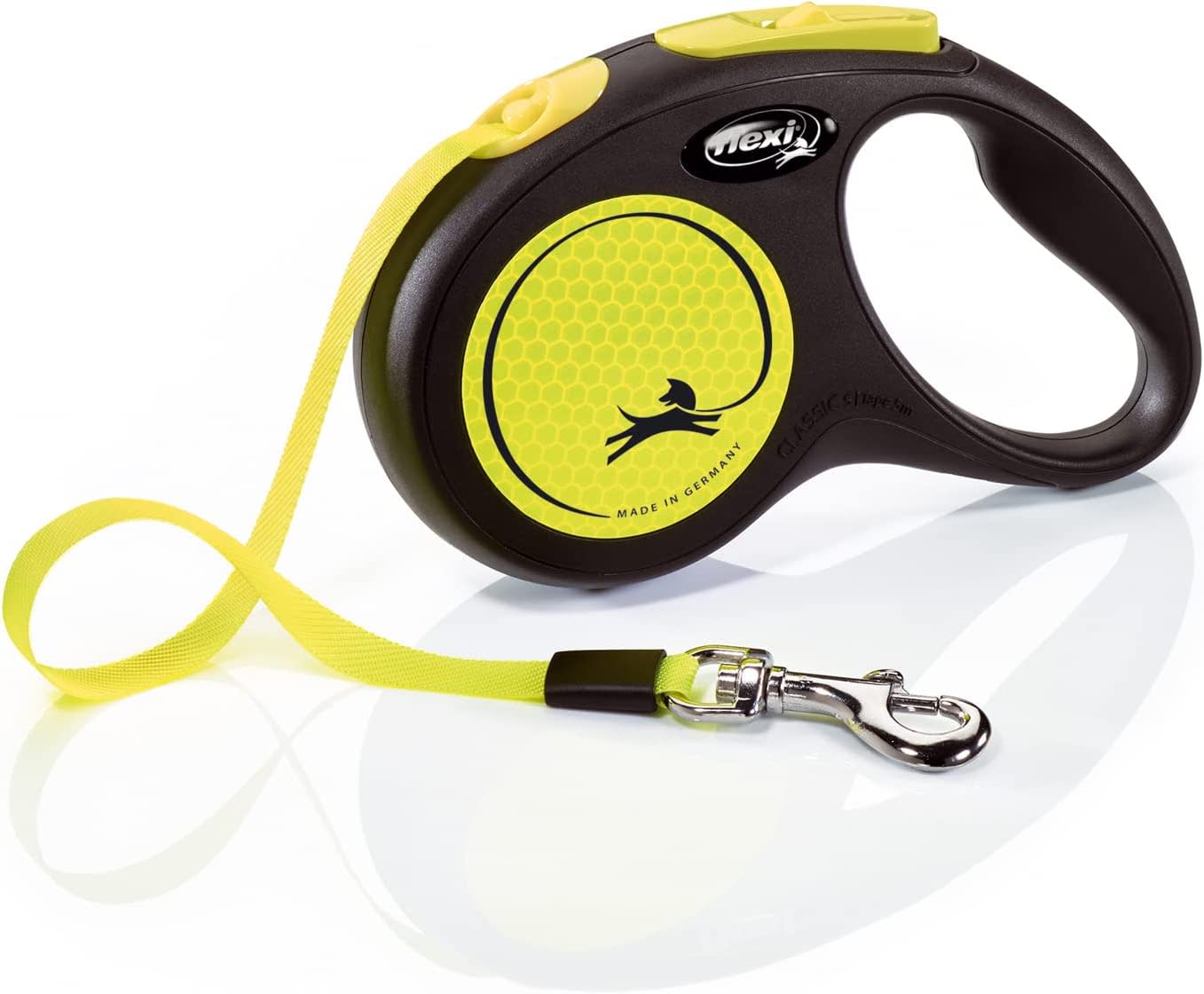Flexi Dog Lead (Tape) - Reflective Neon Yellow