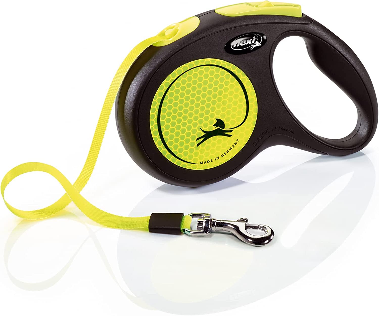 Flexi Dog Lead (Tape) - Reflective Neon Yellow