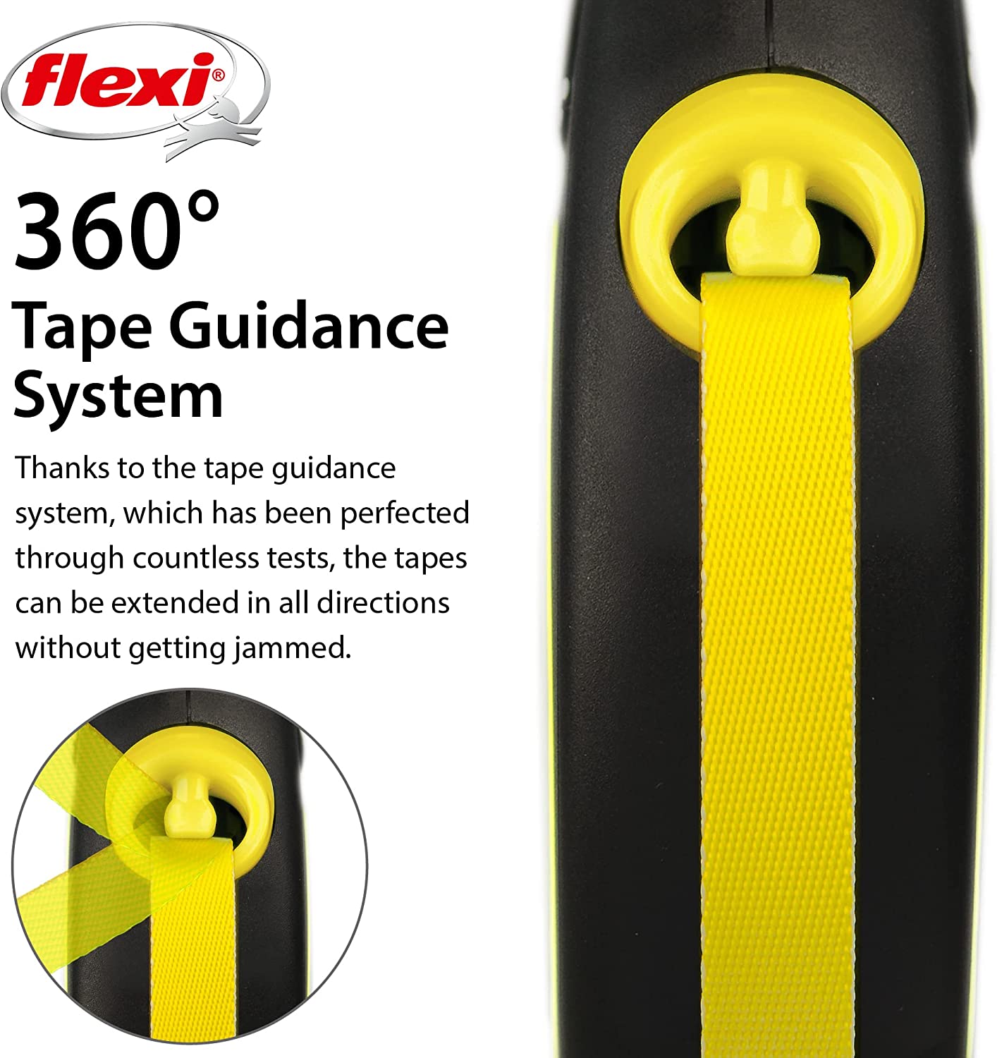 Flexi Dog Lead (Tape) - Reflective Neon Yellow