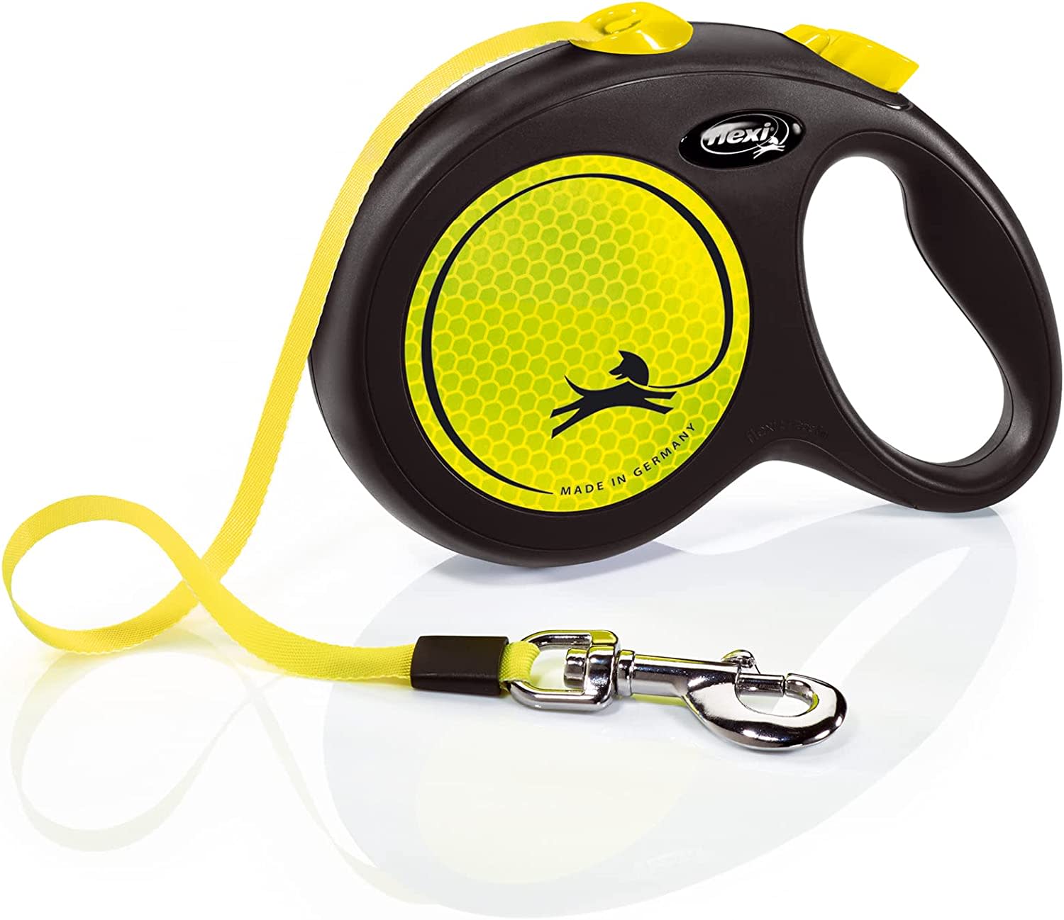 Flexi Dog Lead (Tape) - Reflective Neon Yellow