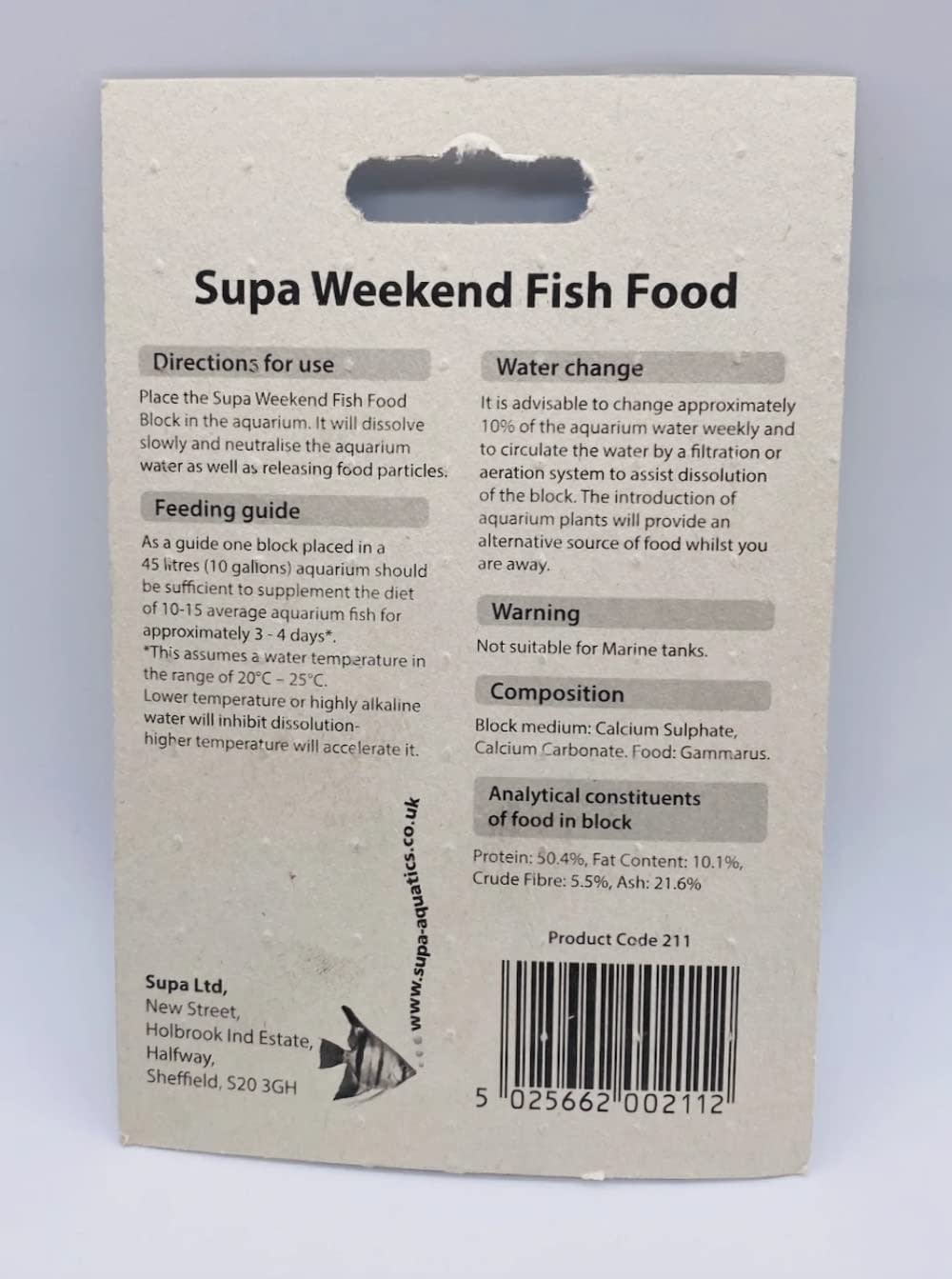 3-4 Day Weekend Fish Food Block