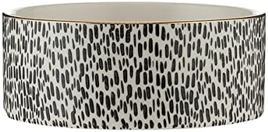 Stoneware Dog Bowl - Splatter & Gold Rim