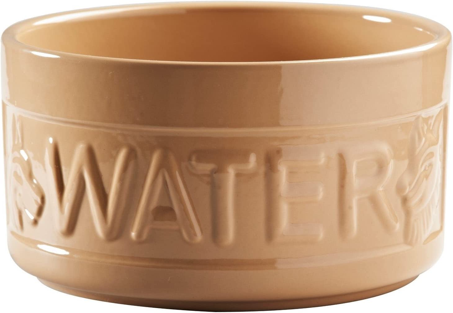 Stoneware Dog Water Bowl - Embossed WATER