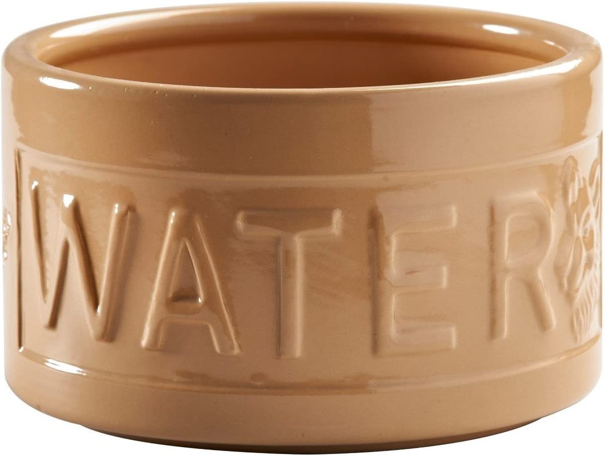 Stoneware Dog Water Bowl - Embossed WATER
