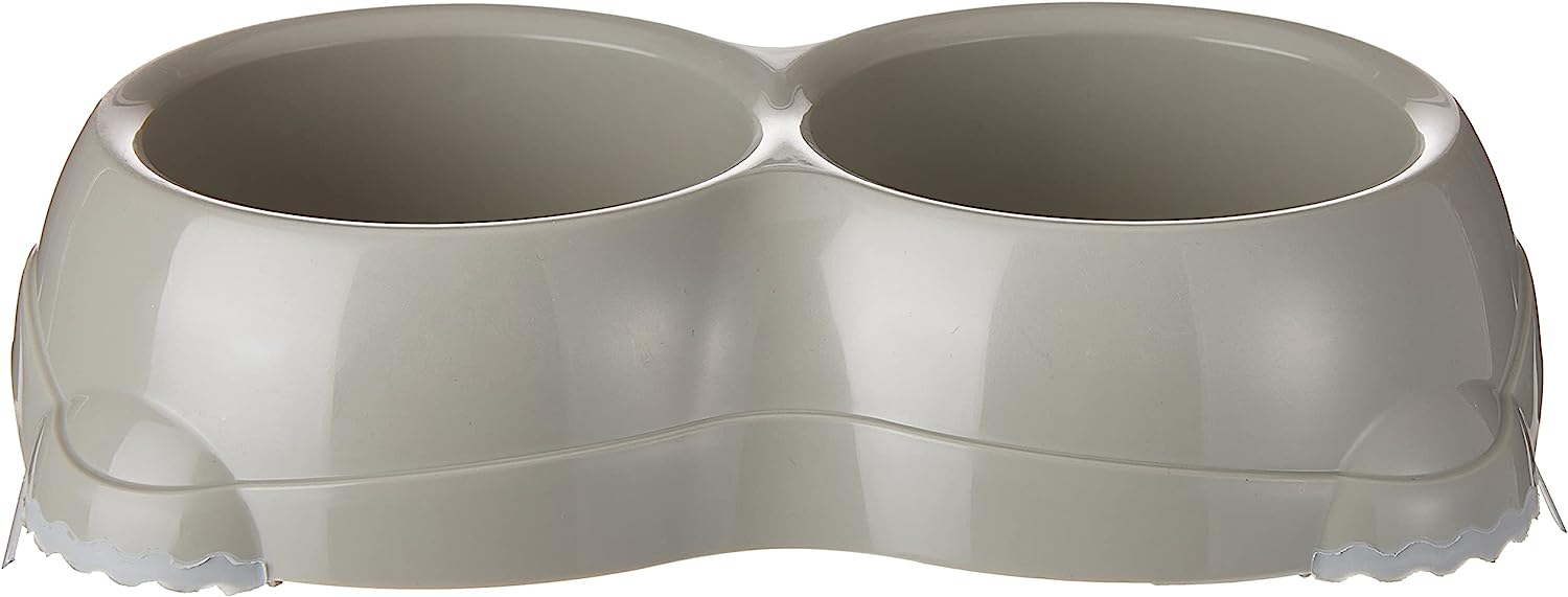 Smarty Double Dog Bowl - Warm Grey