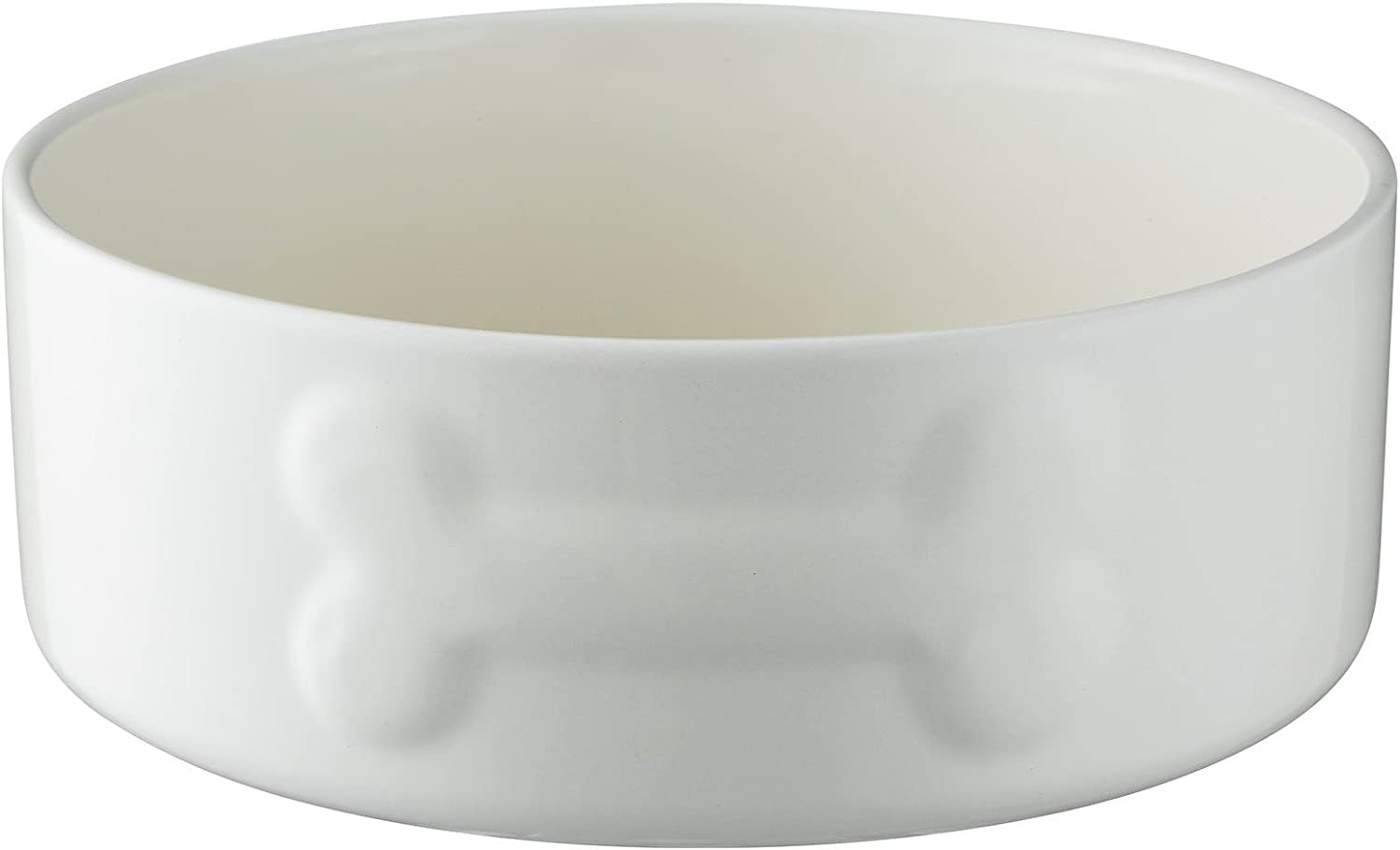 Stoneware Dog Bowl - Embossed Bone Cream