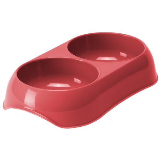 Gusto Twin Cat Bowl - Spicy Coral