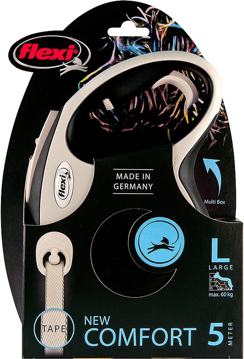 Flexi Dog Lead (Tape) - Comfort Black & White