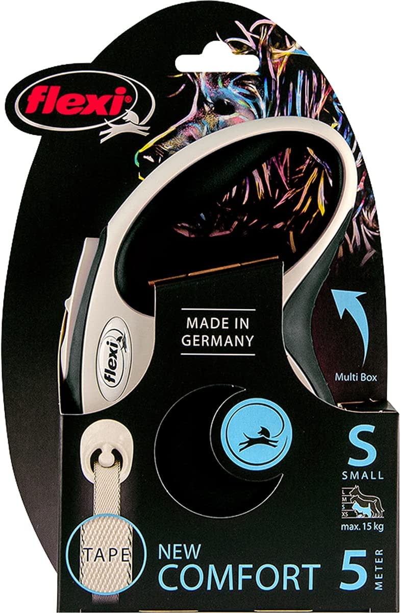 Flexi Dog Lead (Tape) - Comfort Black & White