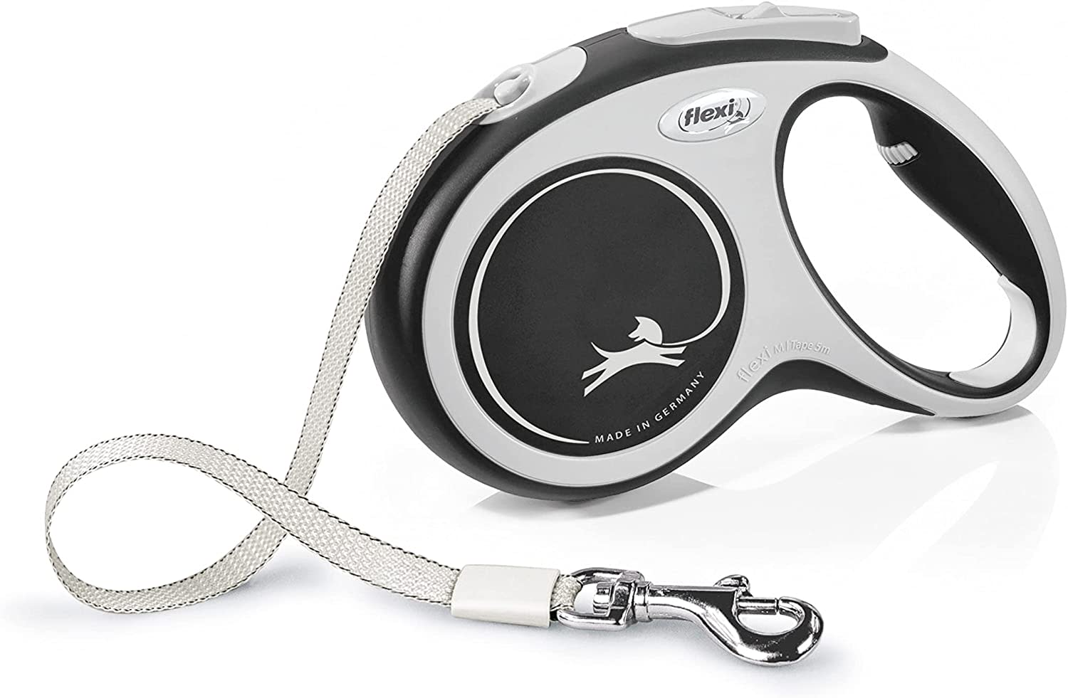 Flexi Dog Lead (Tape) - Comfort Black & White
