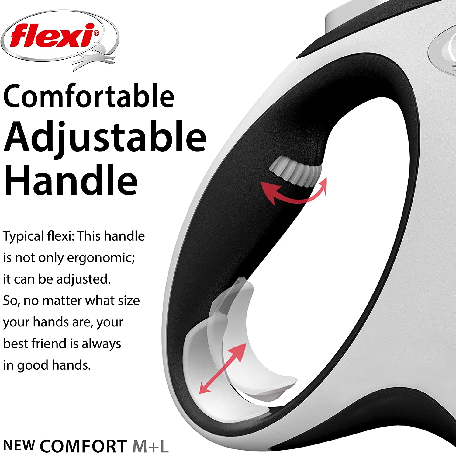Flexi Dog Lead (Tape) - Comfort Black & White