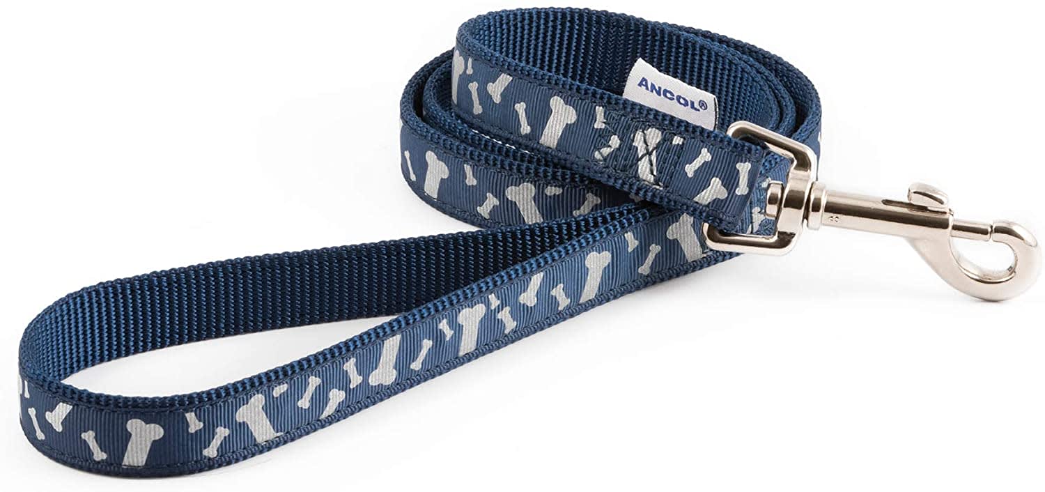 Reflective Bones Dog Lead - Blue