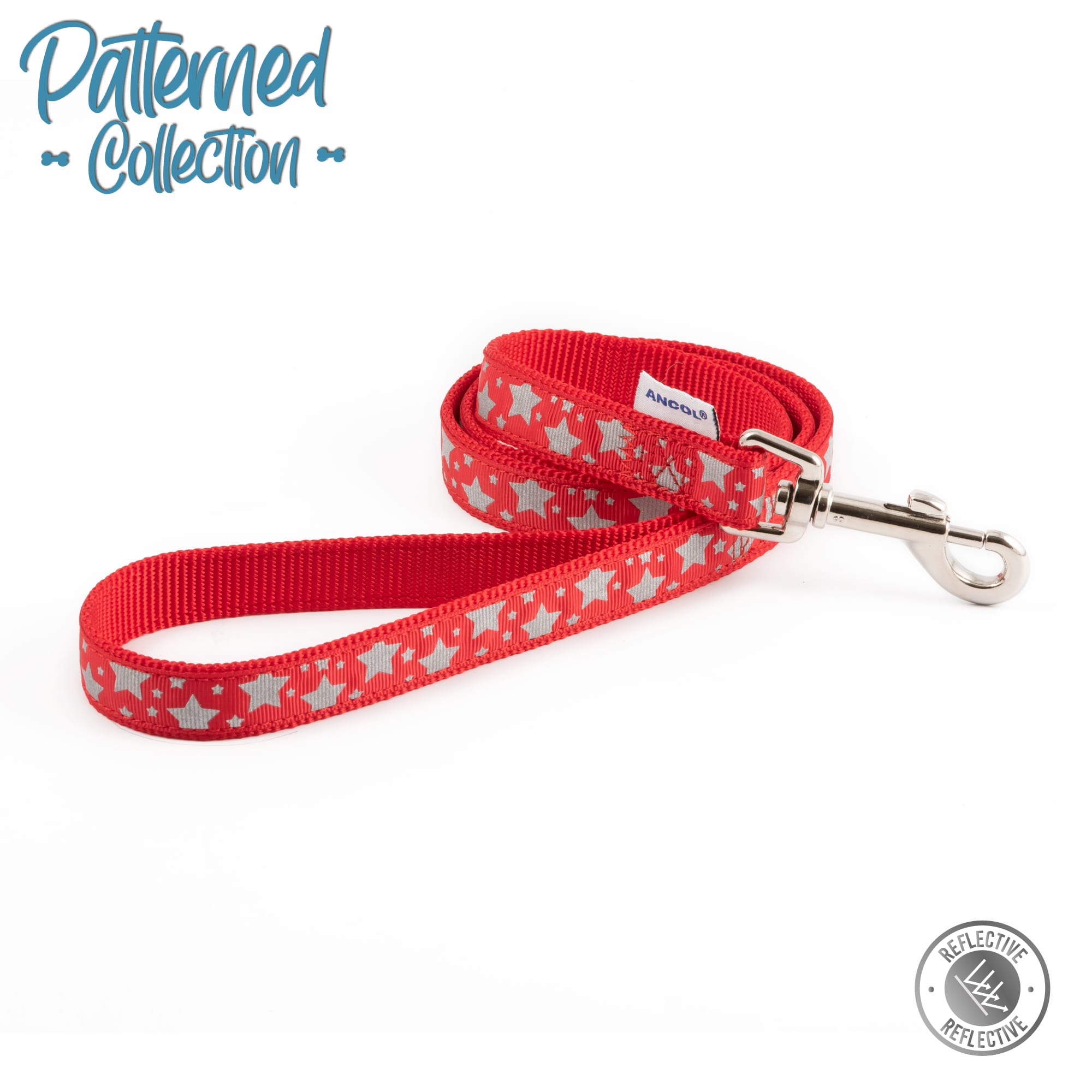 Reflective Stars Dog Lead - Red