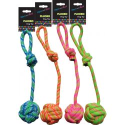 Fluorescent Rope Ball Dog Toy - Long Handle