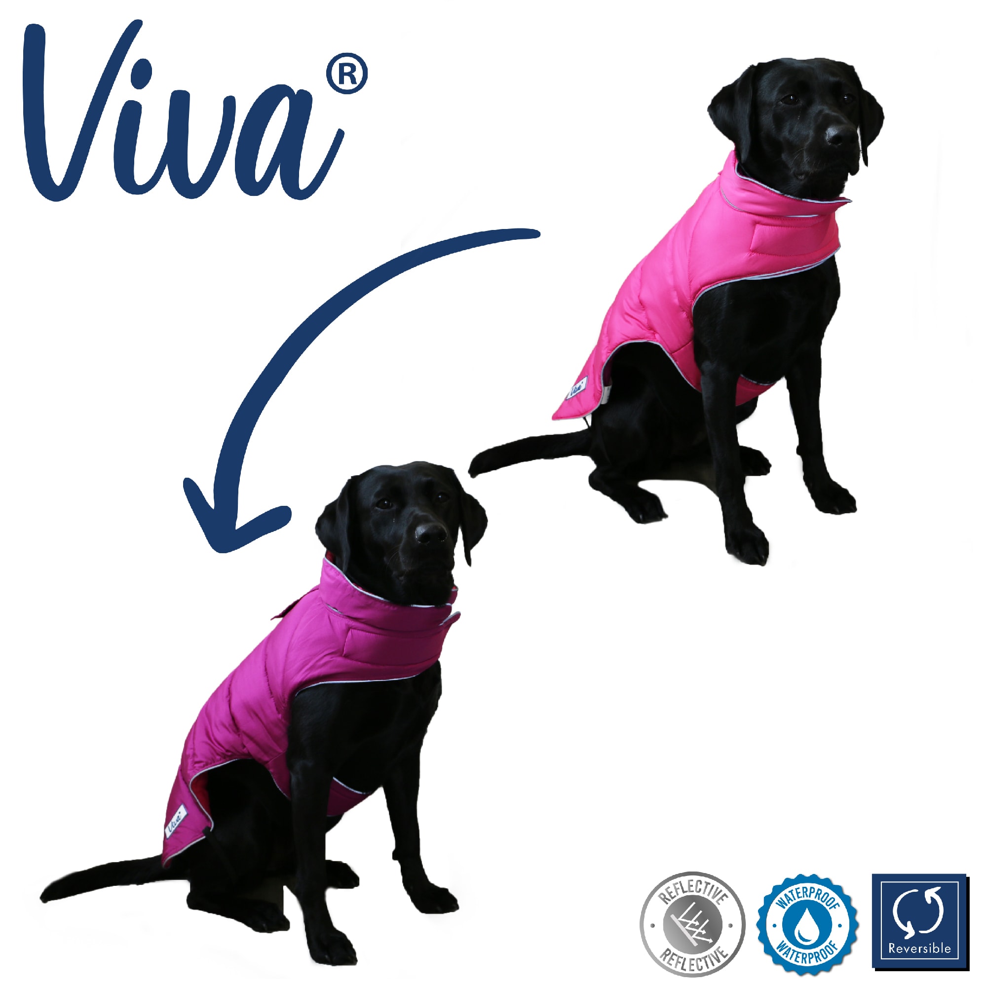 Reversible Puffer Dog Coat - Pink & Purple
