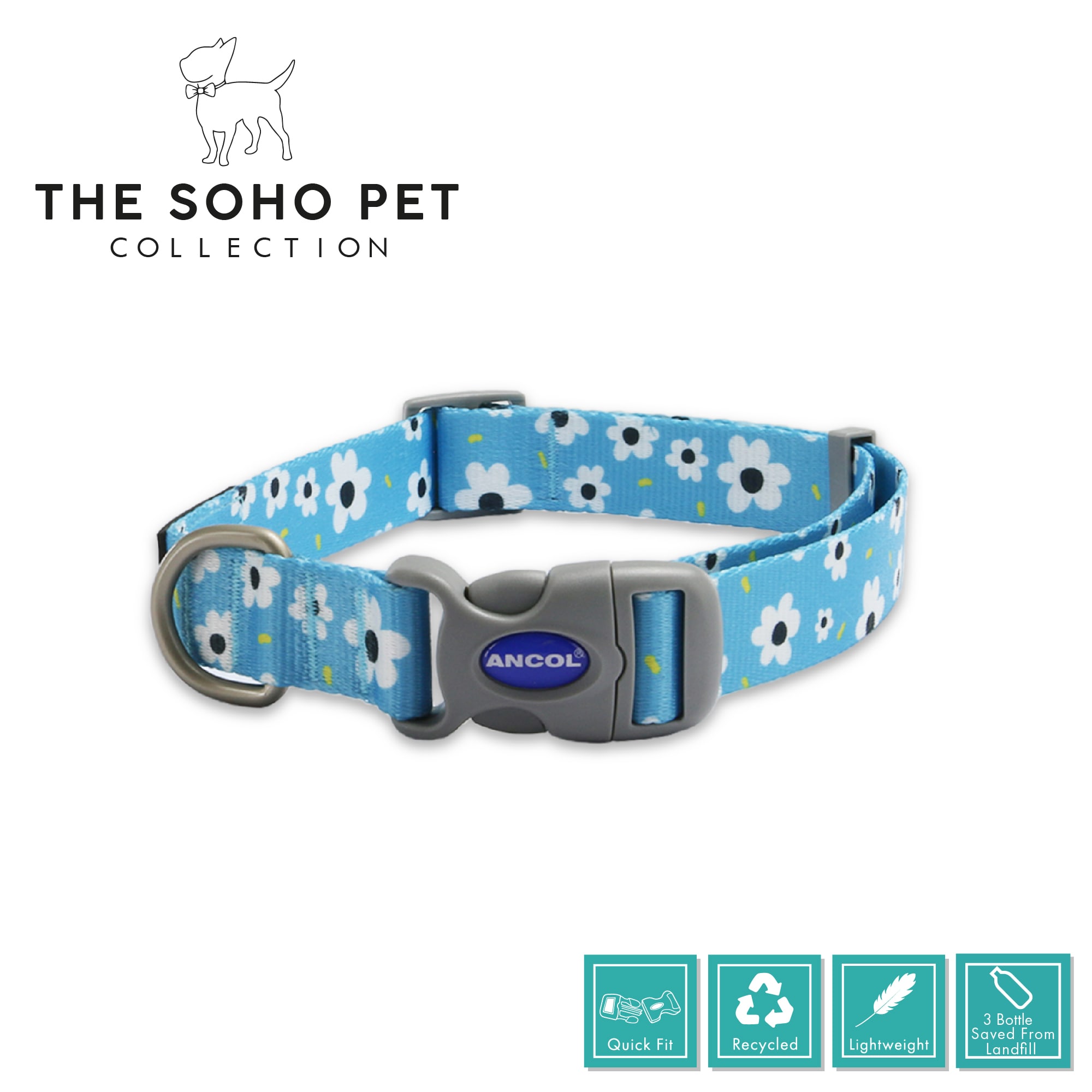 Soho Daisy Blue Dog Collar
