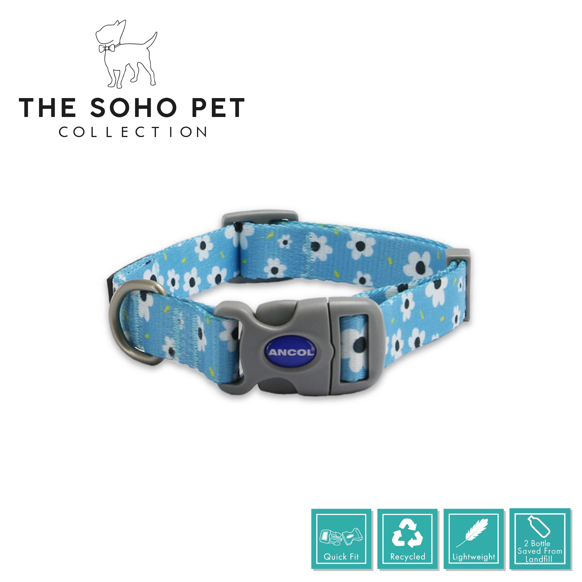 Soho Daisy Blue Dog Collar