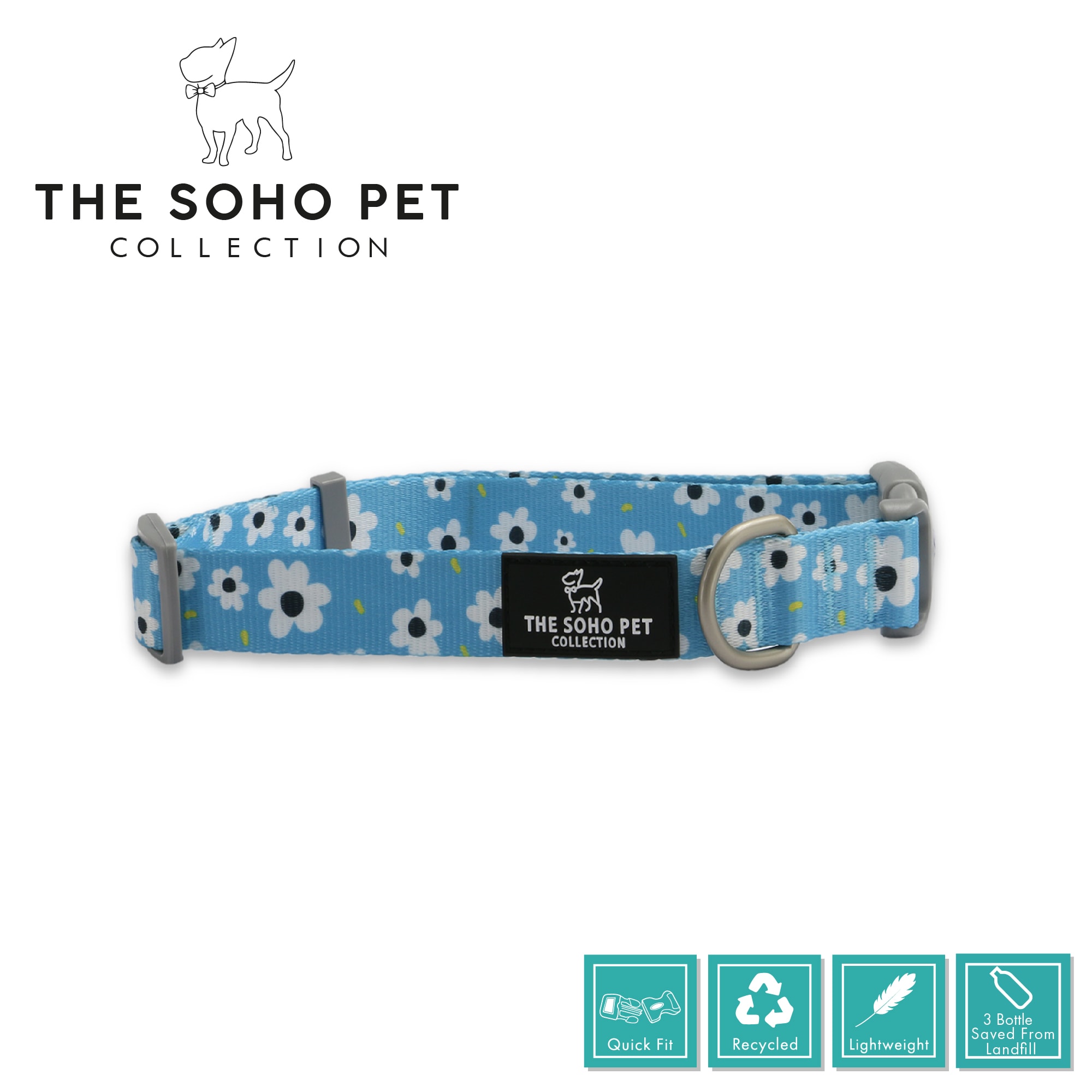 Soho Daisy Blue Dog Collar