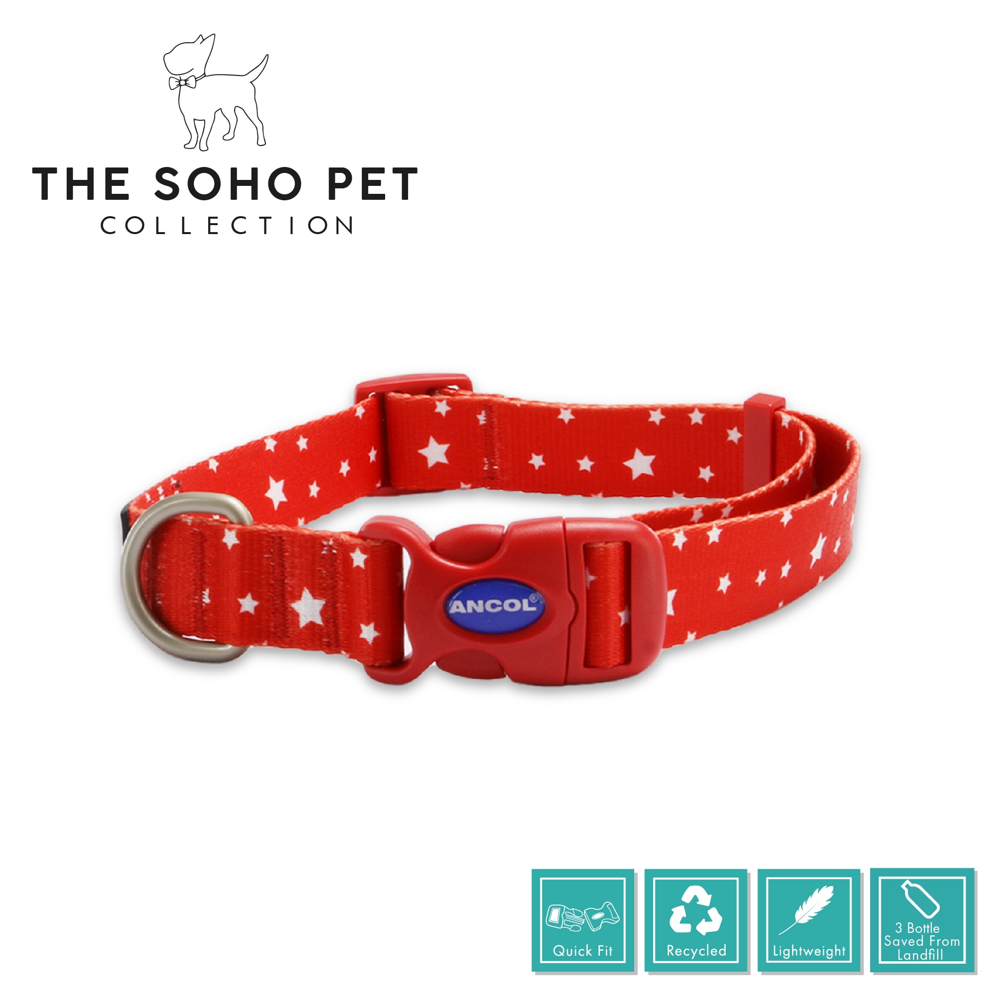 Soho Star Red Dog Collar