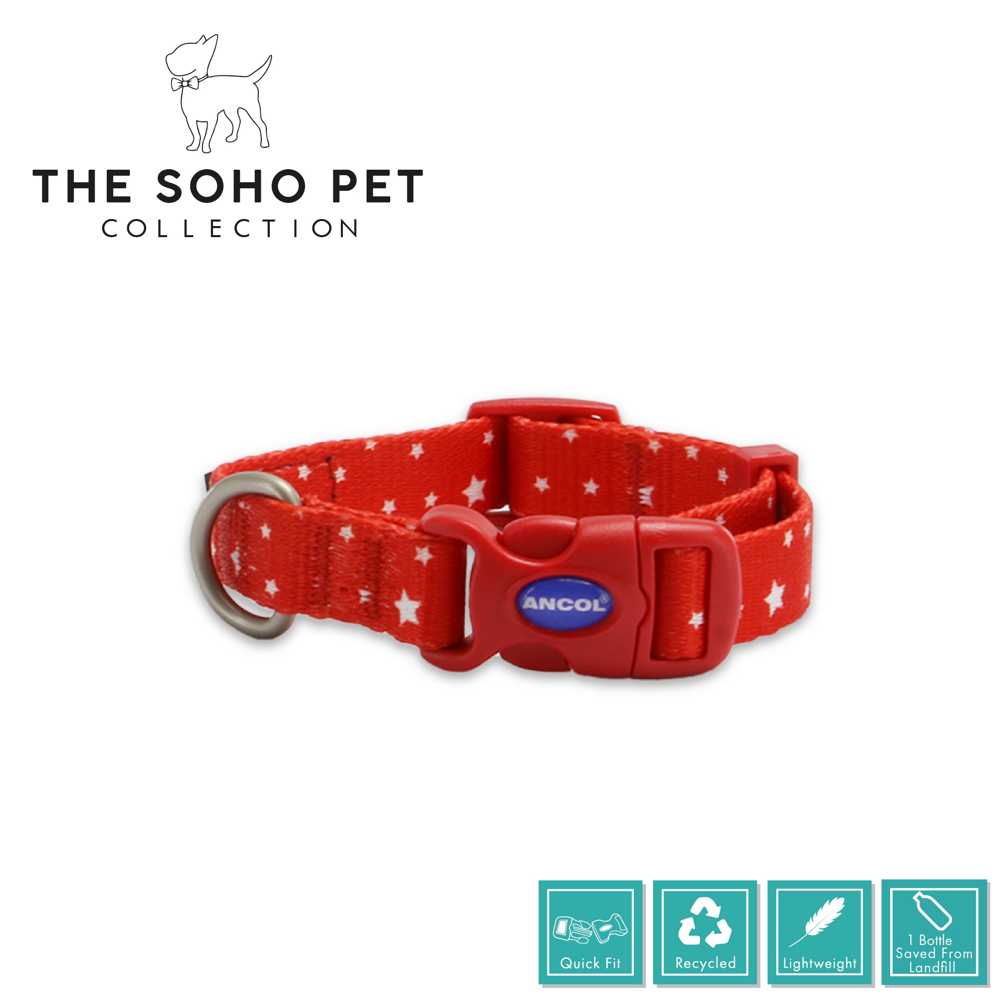 Soho Star Red Dog Collar