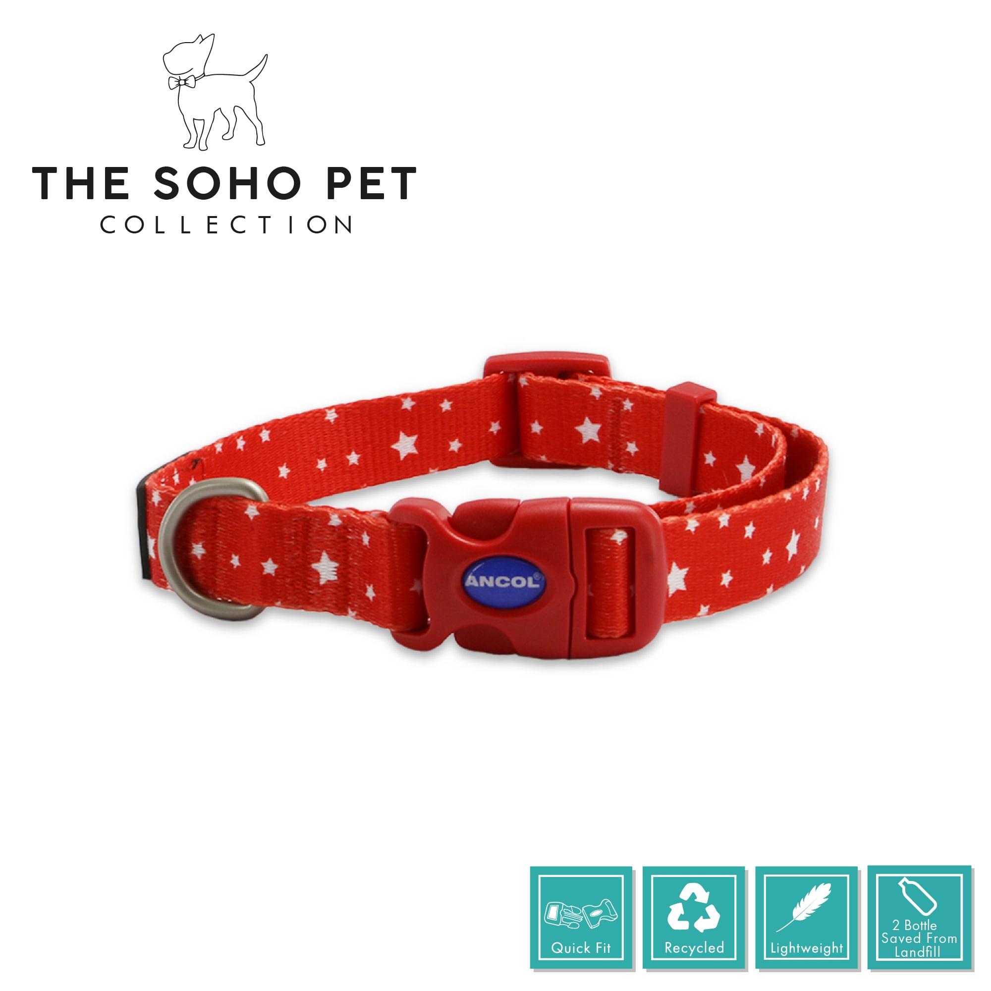 Soho Star Red Dog Collar