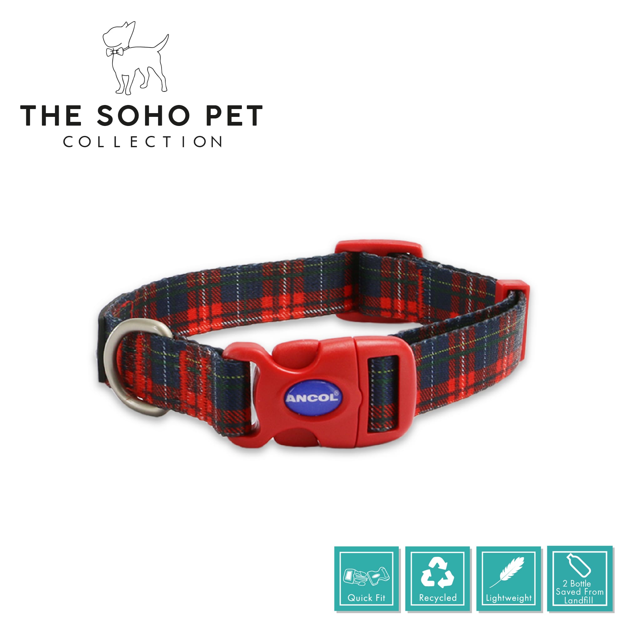 Soho Tartan Red Dog Collar