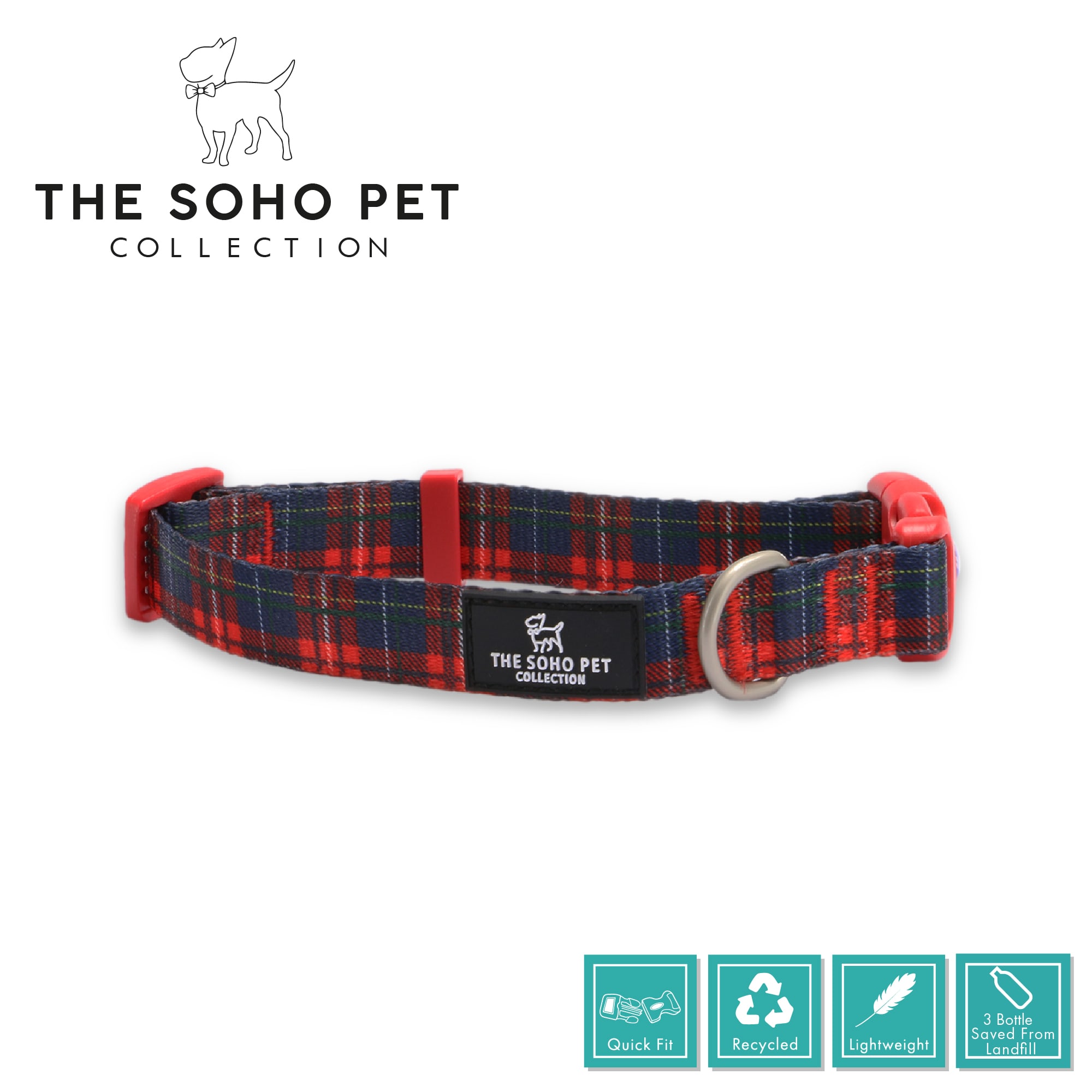 Soho Tartan Red Dog Collar