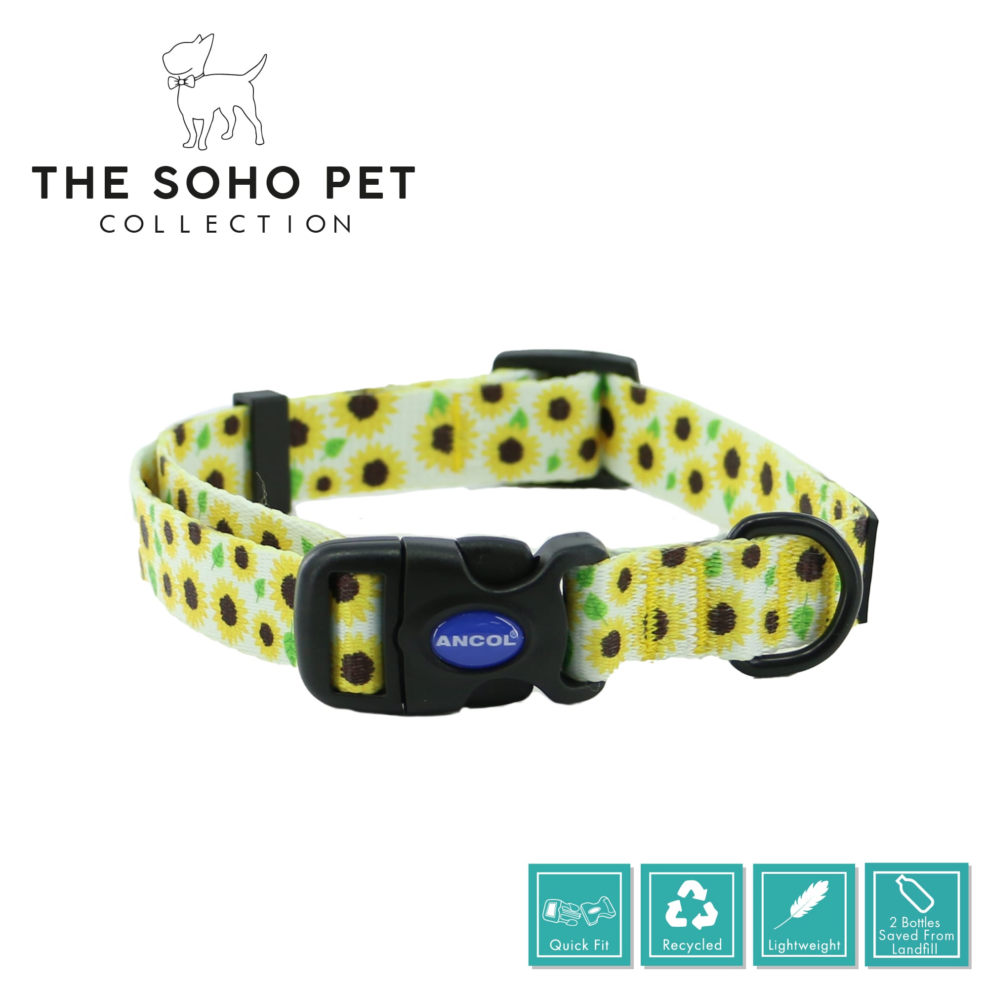 Soho Sunflower Yellow Dog Collar