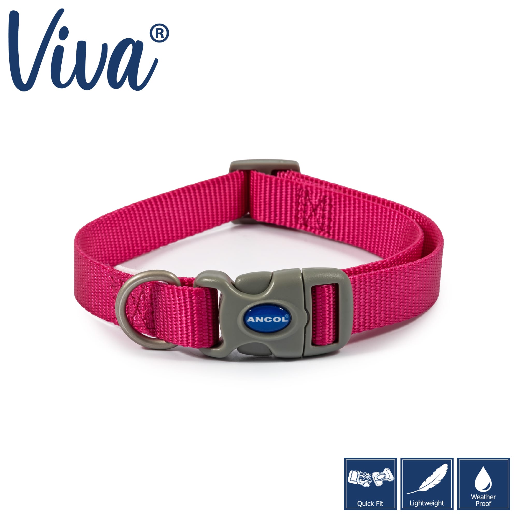 Pink Dog Collar - Snap Buckle