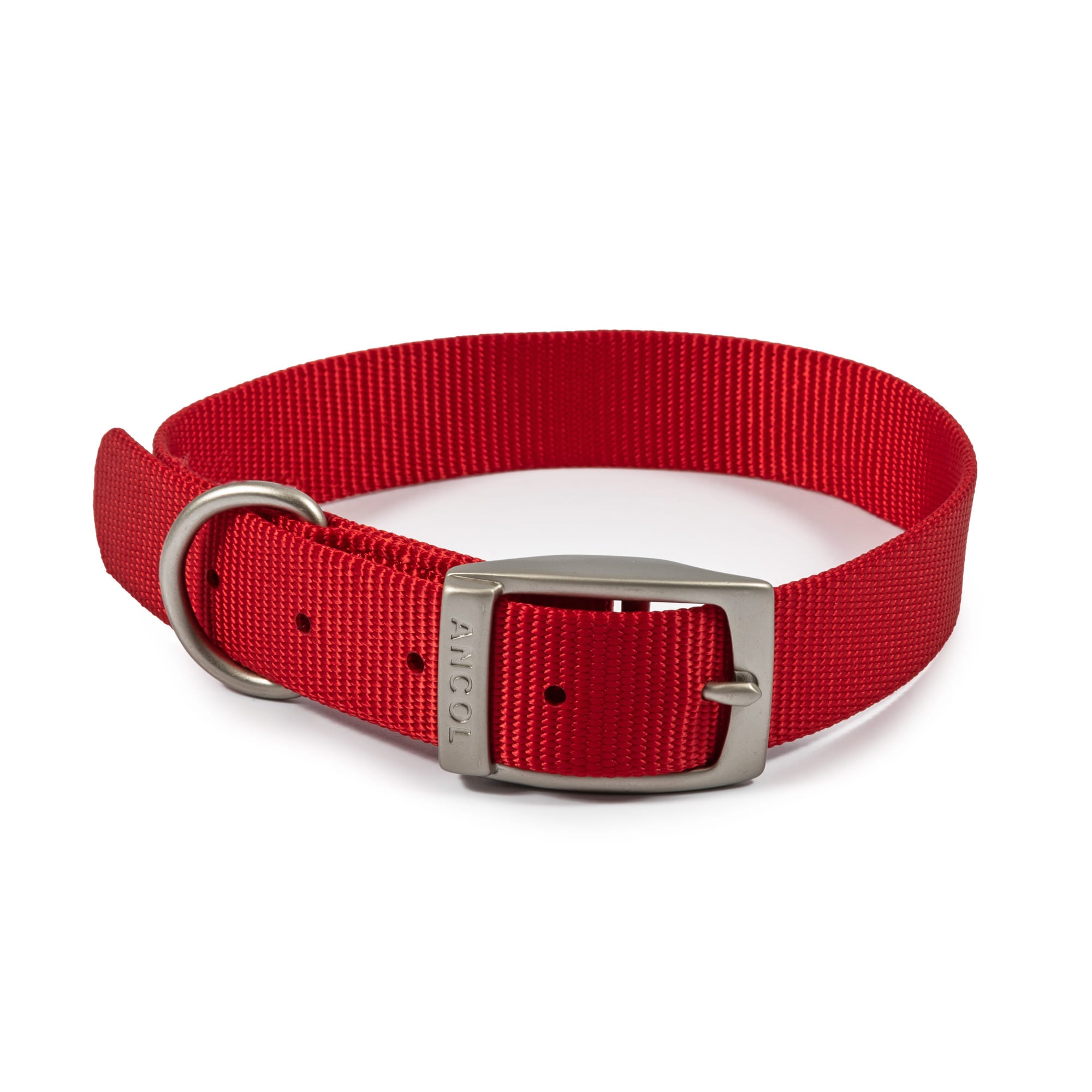 Red Dog Collar - Metal Buckle