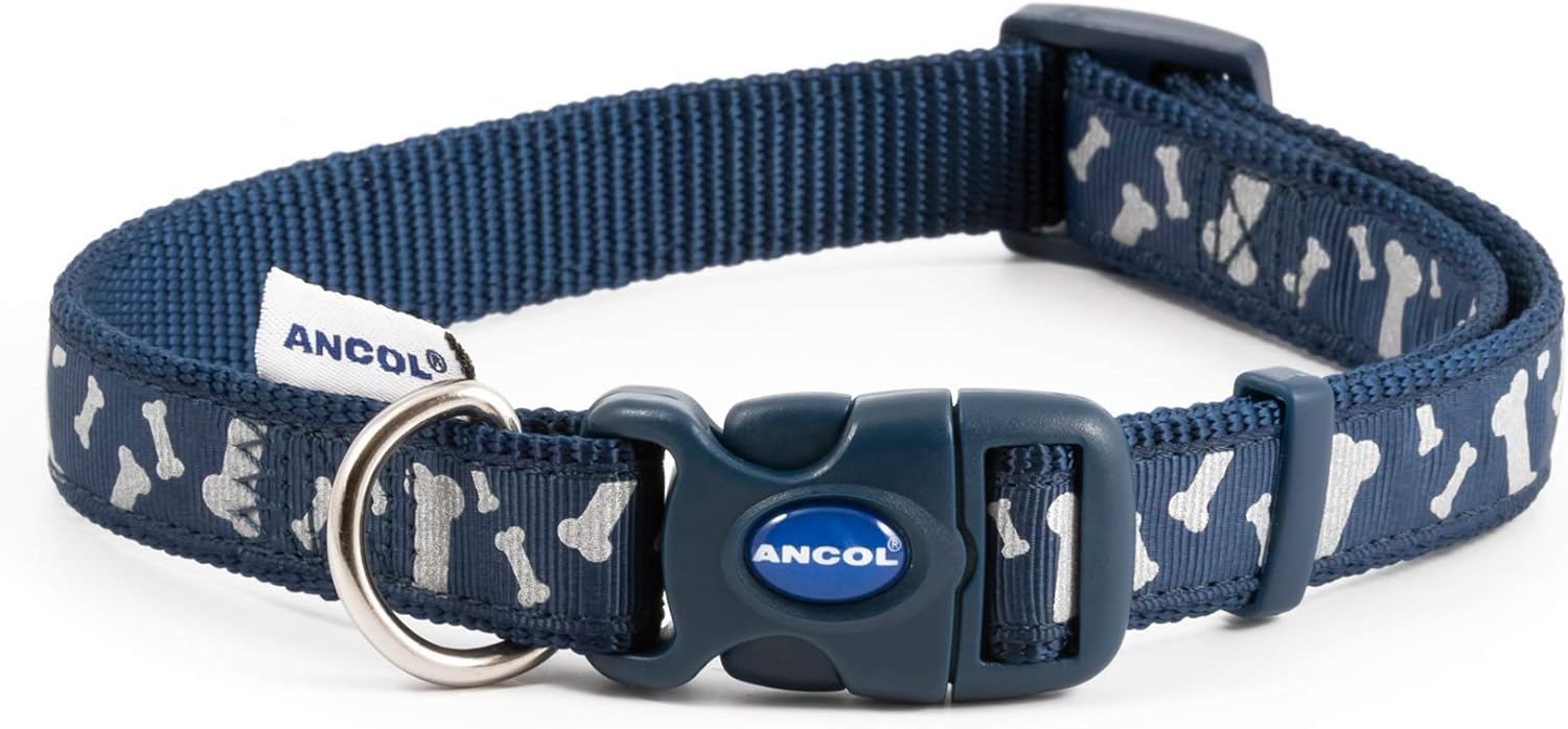 Reflective Dog Collar - Blue Bone
