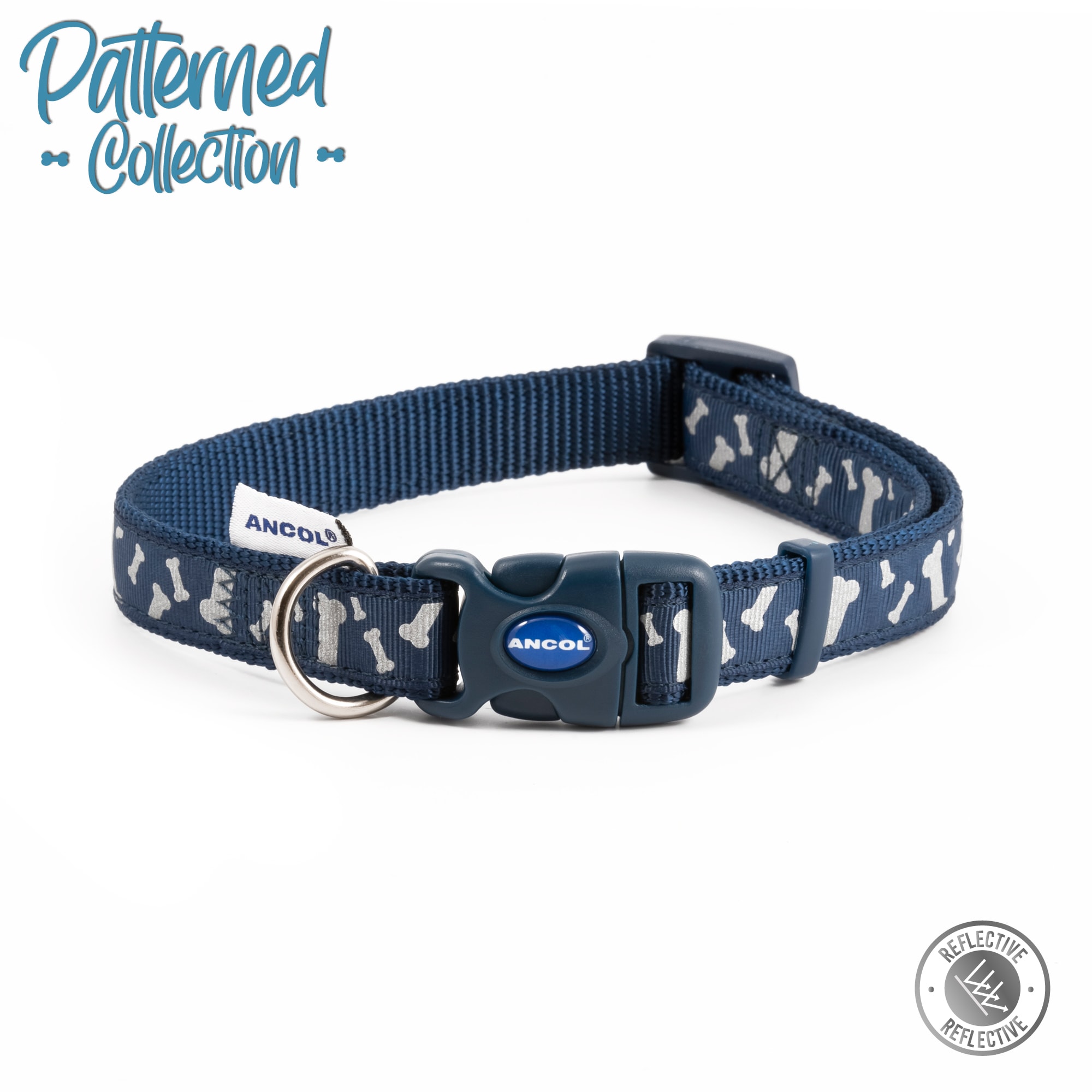 Reflective Dog Collar - Blue Bone
