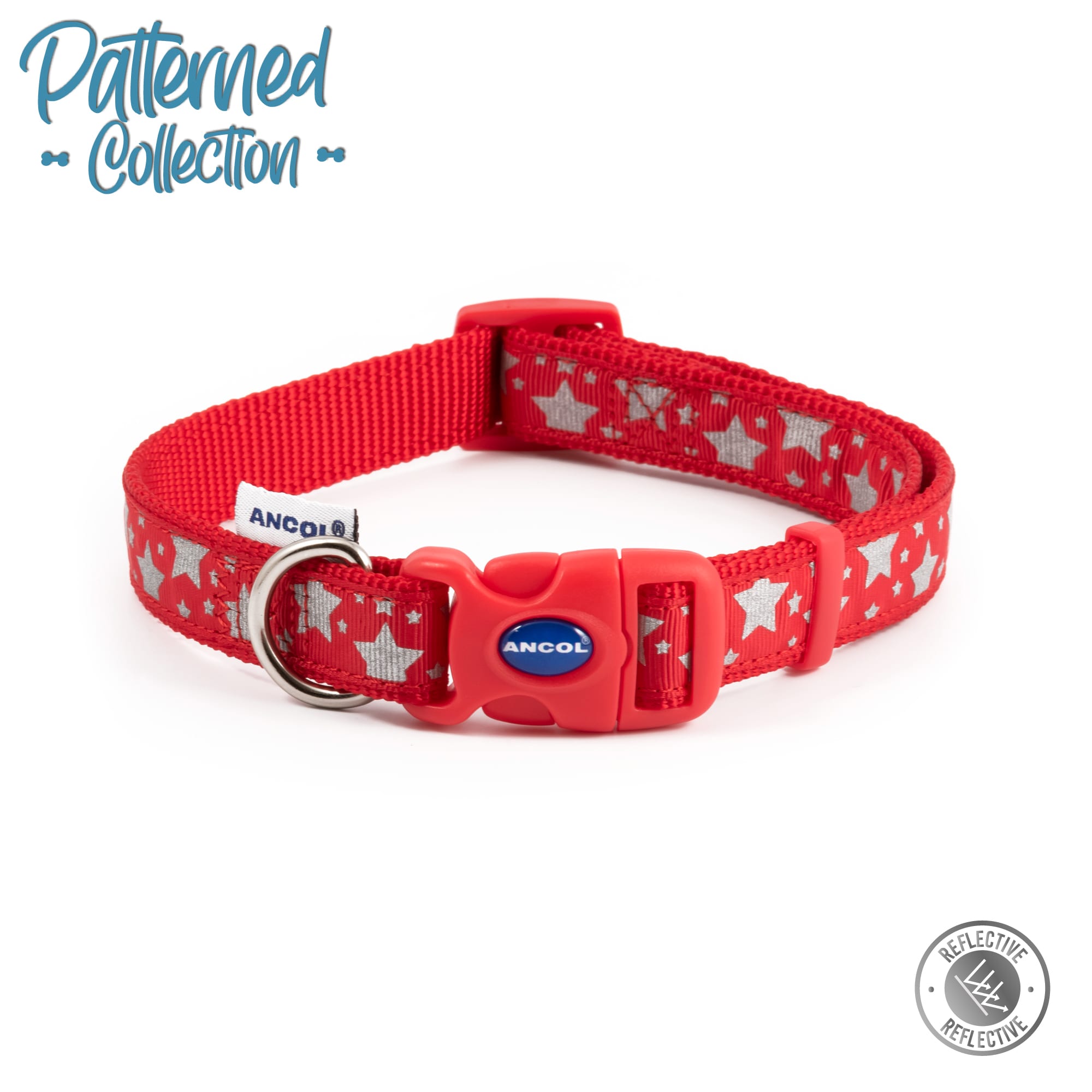 Reflective Red Dog Collar - Star
